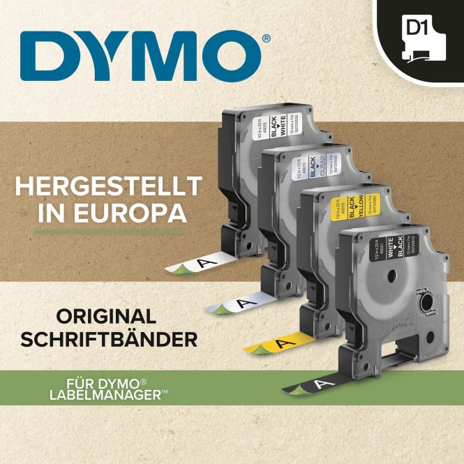 Dymo D1 Etikettenband 6 mm x 7 m Schwarz auf Gelb