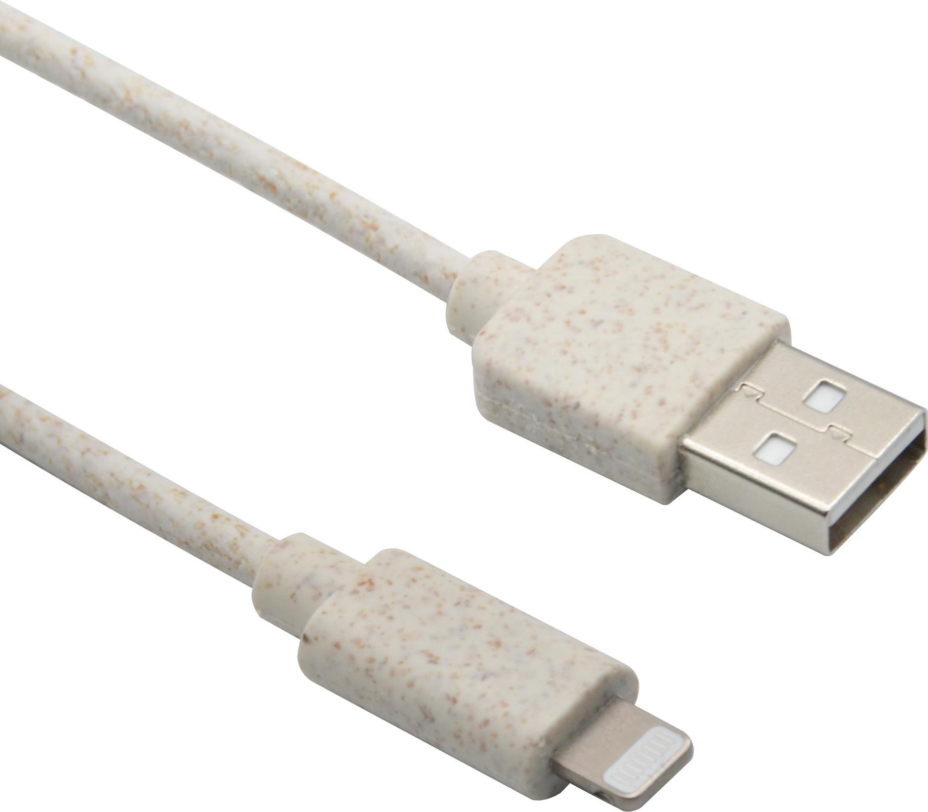 HERWECK Helos Eco-Line, USB A St./Lightning St, MFI-zertifiziert, 1,0m, beige/weiss  Umweltfreundlic