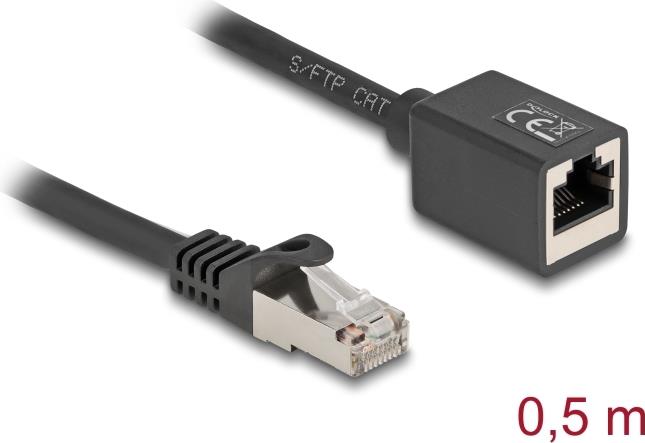 Delock Netzwerk Verlängerungskabel RJ45 Stecker zu Buchse Cat.6A S/FTP 0.5 m (88052)