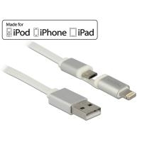 Delock USB Daten- und Ladekabel für Apple und Micro USB Geräte 1 m weiß (83773)