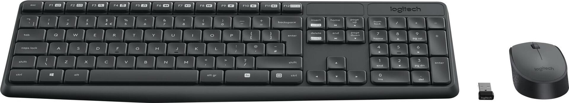 Logitech MK235 Tastatur- und Maus-Set Kabellos Grau