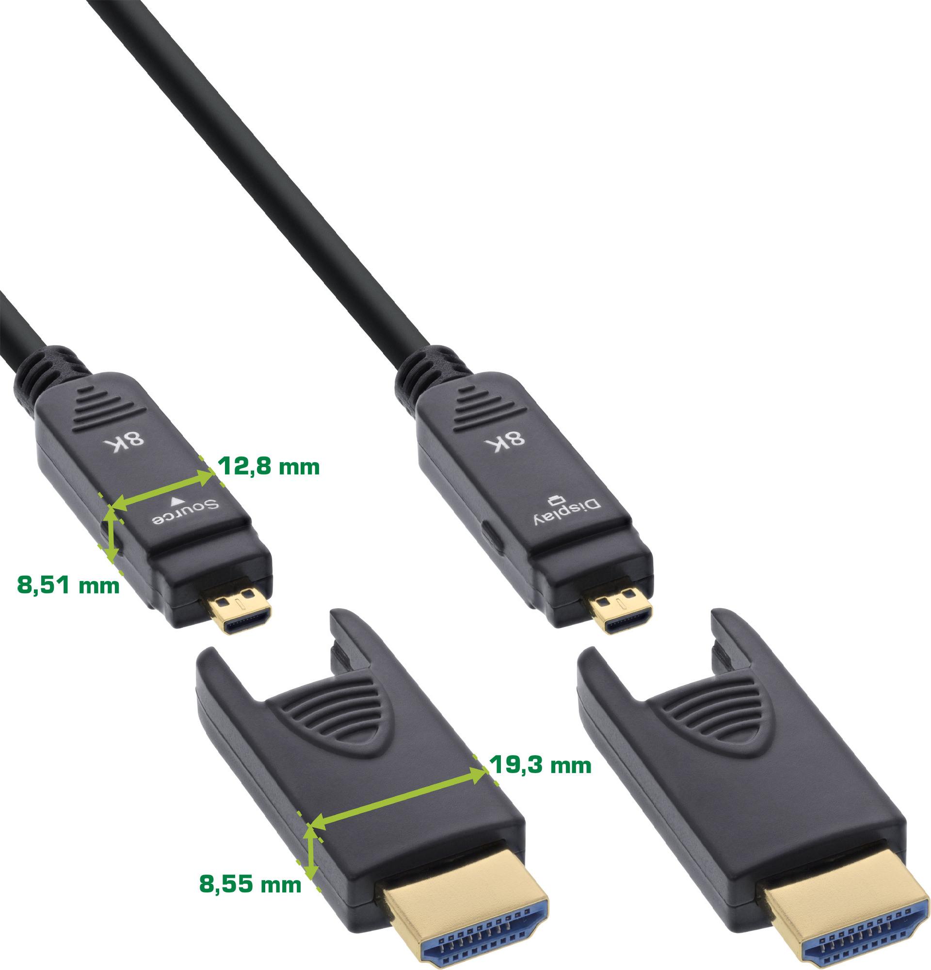 InLine HDMI AOC Kabel 20 m HDMI 2.1 48 Gbit/s Schwarz