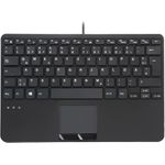 Perixx PERIBOARD-525 DE B, Kabelgebundene Mini-USB-Tastatur mit Touchpad, Scherentasten, 2 integrierte USB-Anschlüsse, schwarz (PERIBOARD-525 DE B)