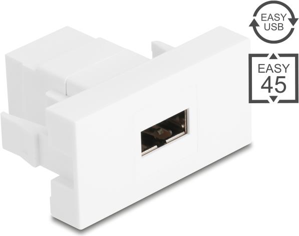 Delock Easy 45 Modul EASY-USB 2.0 Typ-A Buchse zu EASY-USB Typ-A Buchse weiß (90866)