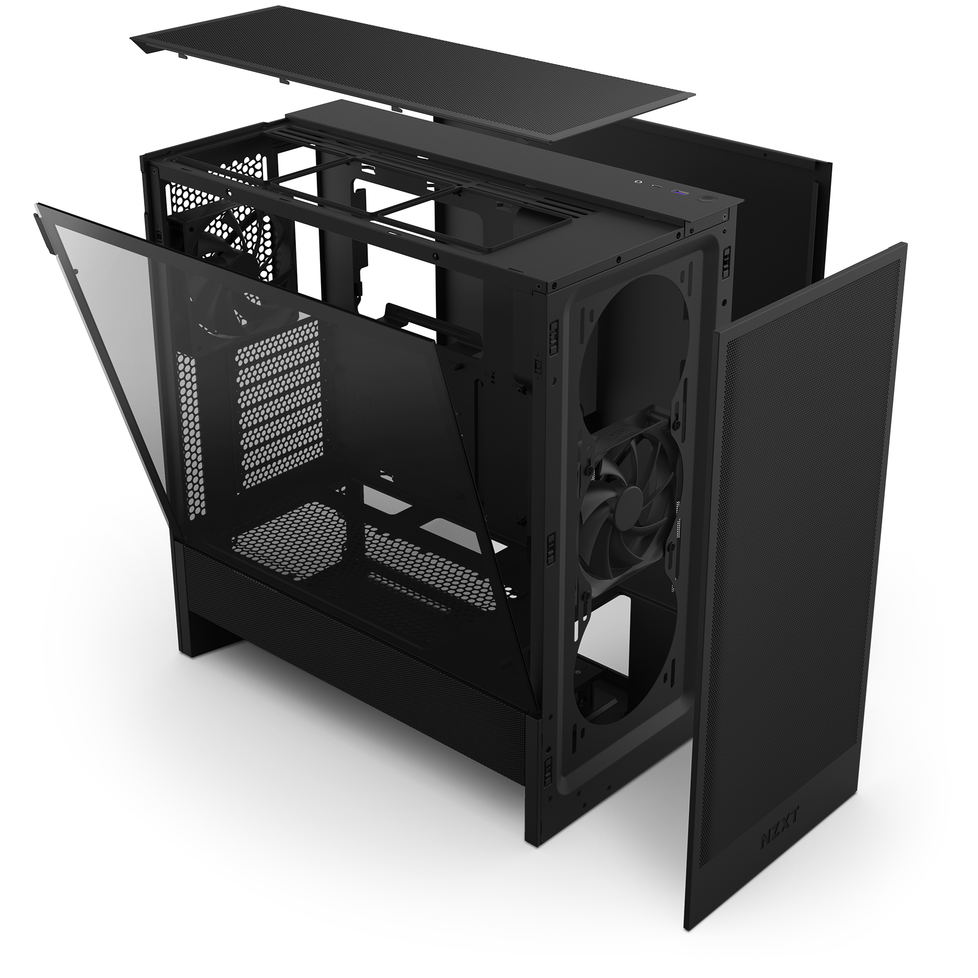 NZXT H series H5 Flow Midi-Tower E-ATX Gehärtetes Glas Schwarz