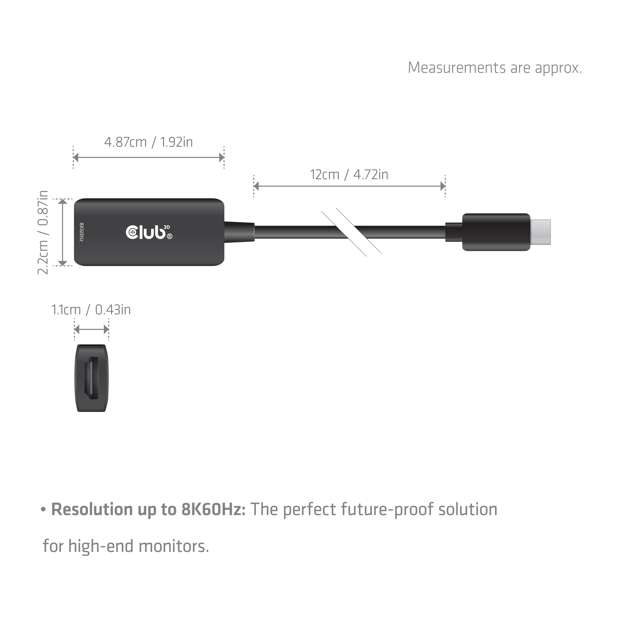 Club3D CAC-2505 USB Typ-C auf HDMI 2.1 Adapter 8K60Hz Schwarz