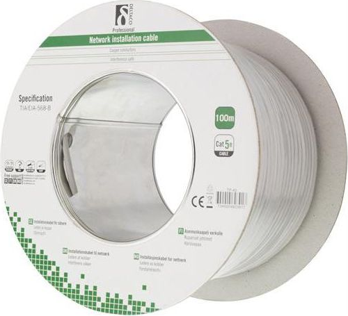 DSIT Alfaco Cat5e U/UTP-Kabel auf Rolle starrleiter 100 m grau LSZH – (Eca) (SI-TP-40)