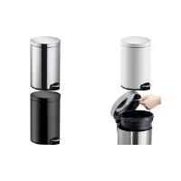 helit Tret-Abfalleimer "Classic", 12 Liter, silber aus Edelstahl, rund, Anti-Fingerprint, herausnehmbarer - 1 Stück (H2403500)