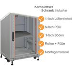 IT-BUDGET 19" Netzwerkschrank SRK Komplettset 12 HE 600x800 mm lichtgrau montiert