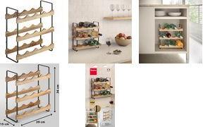 metaltex Flaschenregal York LAVA, 3 Etagen, für 12 Flaschen Regalböden aus geöltem Akazienholz, rutschfeste Puffer, - 1 Stück (350812000)