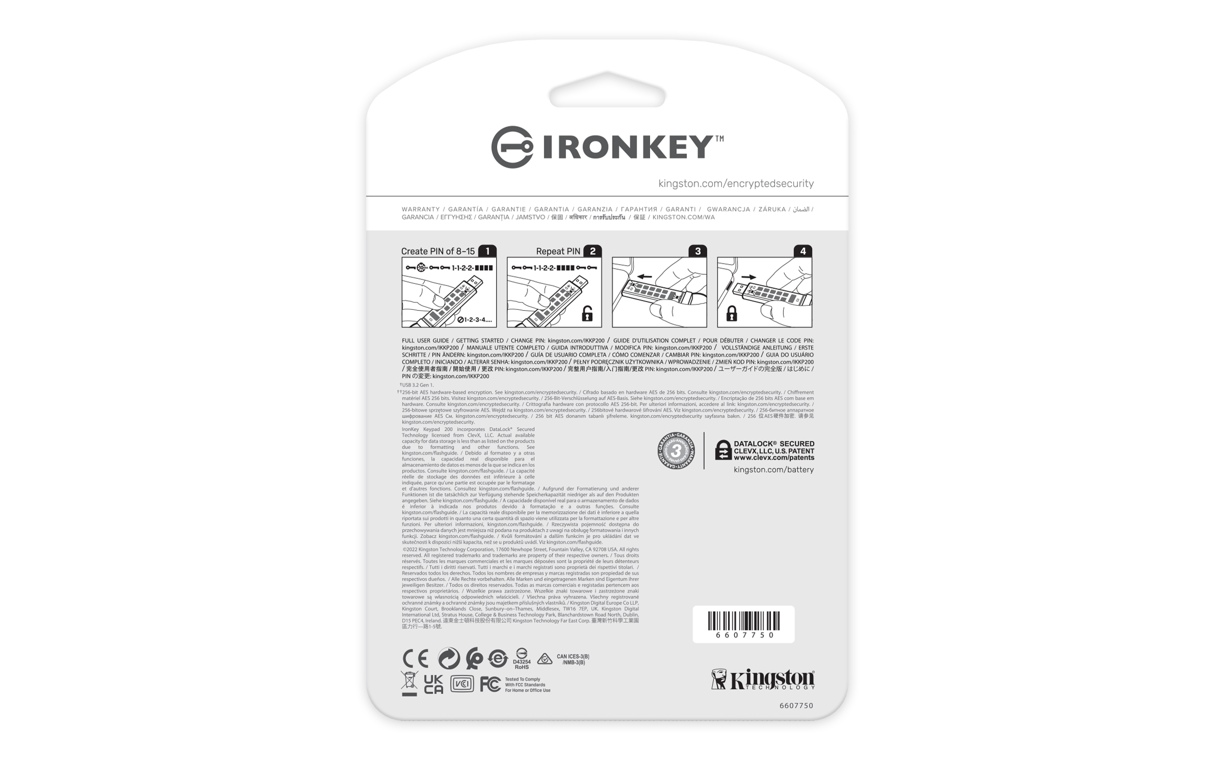 Kingston IronKey Keypad 200 Hardware-verschlüsselter USB-Stick 32 GB USB 3.2 Gen 1 Blau