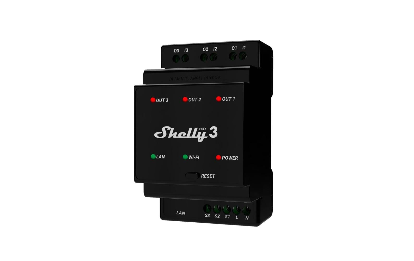 Shelly Pro 3 Schaltaktor 3-Kanal 3x 16A potentialfrei LAN WLAN Bluetooth Hutschiene