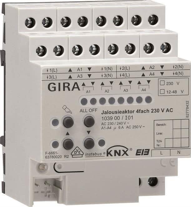 GIRA Jalousieaktor 4fach REG KNX/EIB 230V AC 103900 (103900)