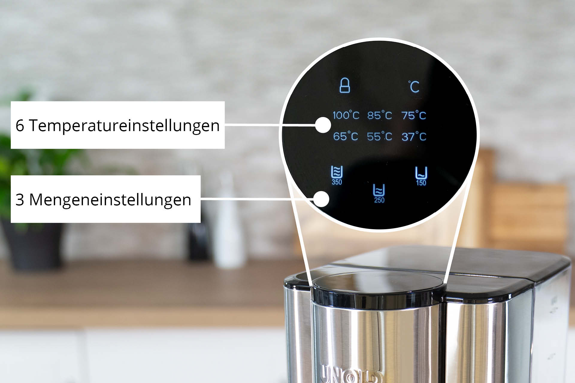 Unold Ava Heißwasserbereiter 2,5 l 2600 W Schwarz, Silber