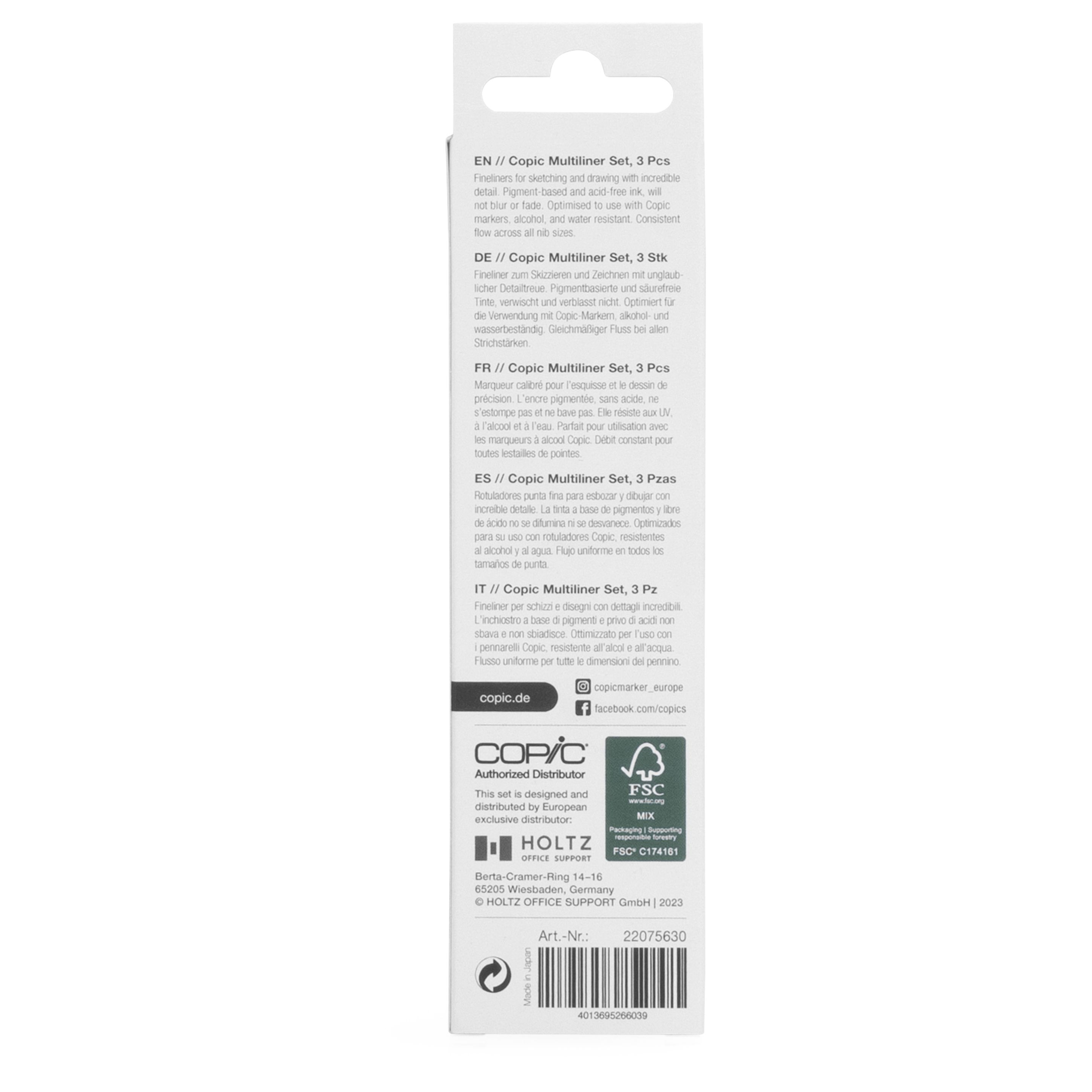 COPIC Multiliner Fineliner Set 0.3 + 0.5 + 0.8 mm 3 St. Schwarz