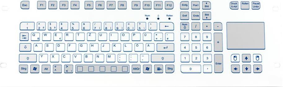 GETT IndoDur KS18336 Industrie-Tastatur Membran USB QWERTZ Touchpad IP65 Weiß