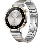 Huawei WATCH GT 4. Bildschirmdiagonale: 3,35 cm (1.32"), Bildschirmtechnologie: AMOLED, Display-Auflösung: 466 x 466 Pixel. Flash-Speicher: 32 GB. WLAN. GPS. Akku-/Batteriekapazität: 323 mAh. Gewicht: 3,75 kg. Armbandfarbe: Silber (55020BHY)