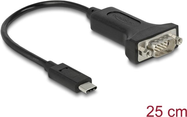 Delock Adapter USB Type-C zu 1 x Seriell RS-232 D-Sub 9 Pin Stecker mit Muttern 25 (64307)