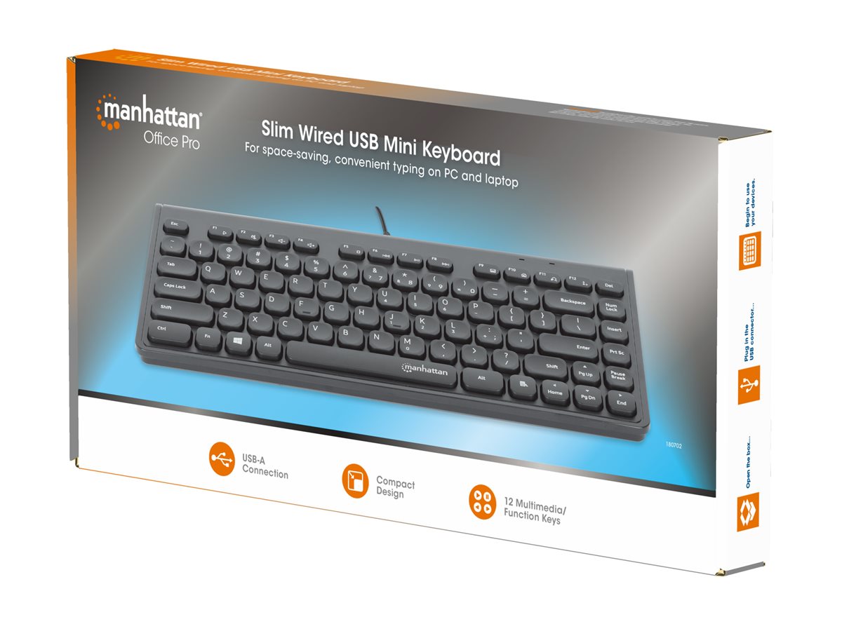 Manhattan Slim Kabelgebundene USB Mini-Tastatur QWERTY Schwarz