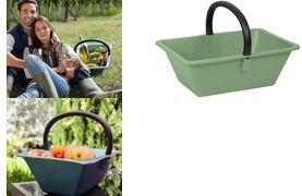 EDA Sammelkorb mit Griff, 14 Liter, Kunststoff, grün aus robustem Kunststoff, mit schwarzem Griff, - 1 Stück (019546)
