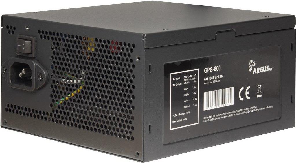 INTER-TECH ArgusNT GPS-800 Netzteil 140mm Luefter aktiv PFC 6xSATA 4x PCI-E 6+2 2x 4+4pin 80+ Gold 230V EU (88882186)