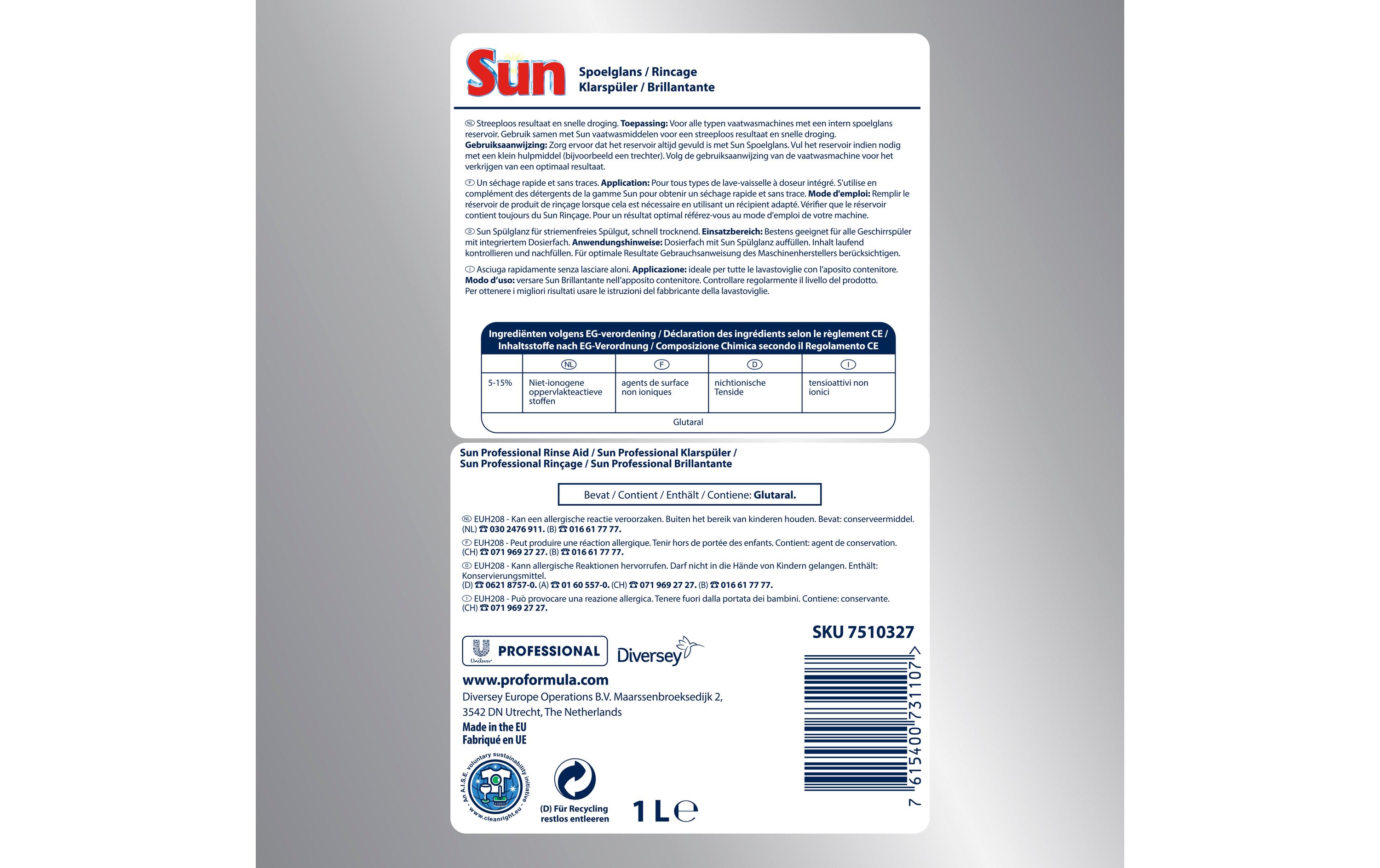 Diversey Pro Formula Sun Professional Klarspüler 1 l