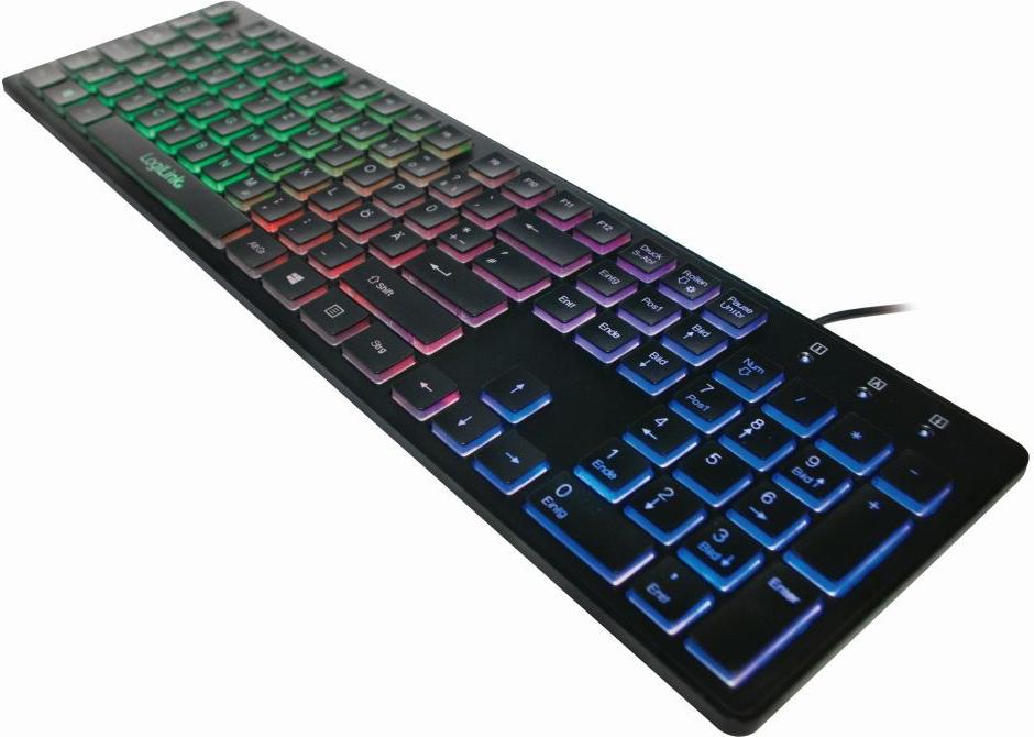 Logilink Illuminated Tastatur USB QWERTZ LED Schwarz