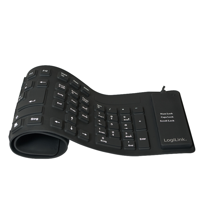 LogiLink Flexible Waterproof Tastatur QWERTZ 109 Tasten Schwarz