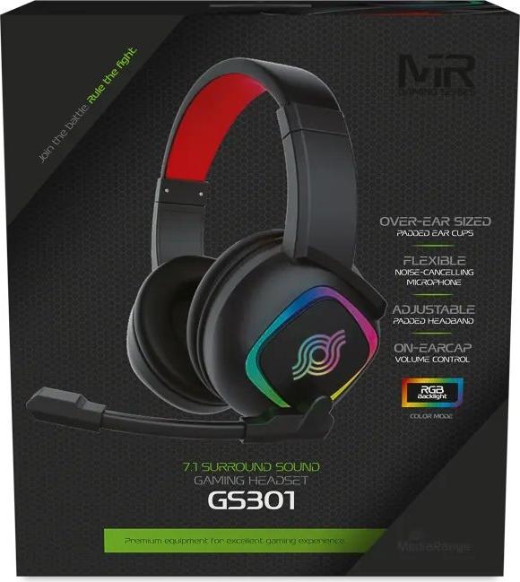 MediaRange MRGS301 Gaming Headset 7.1 USB Schwarz, Rot
