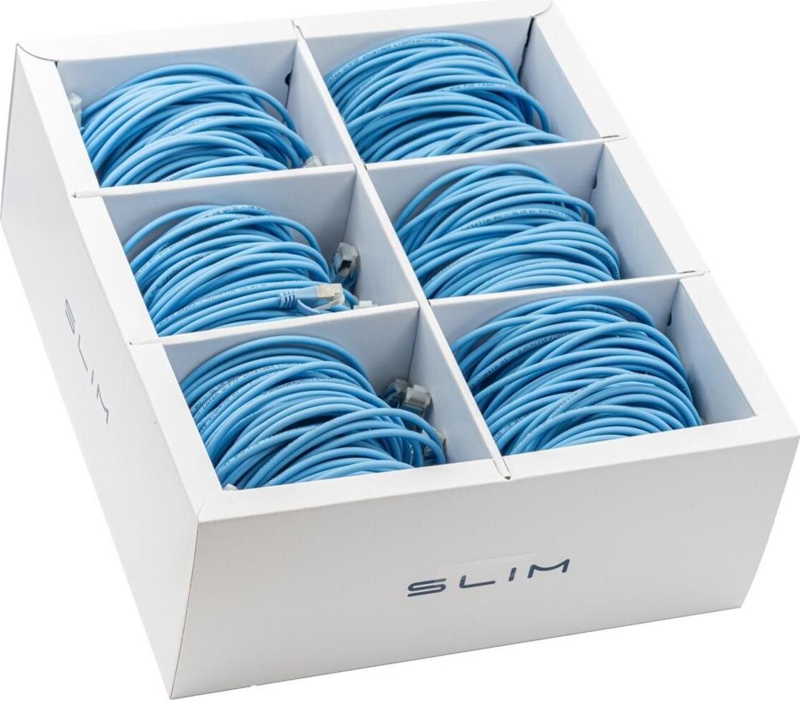 SLIM KAT6A 10 Gigabit Lightpatchkabel, 1,0m, U/FTP, Ø 3,8mm, blau, 90-Pack KAT6A LIGHT geschirmt (SLIM-LS-K6A 1.0 BL 90)