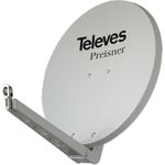 Televes S85QSD-W. Input frequenz-range: 10,7 - 12,75 GHz, Verstärkung dBi (bei Antennenkabel): 39,5 dBi. Durchmesser: 85 cm, Breite: 850 mm, Tiefe: 1,5 mm. Produktfarbe: Grau, Weiß. Material: Aluminium (S85QSD-W)