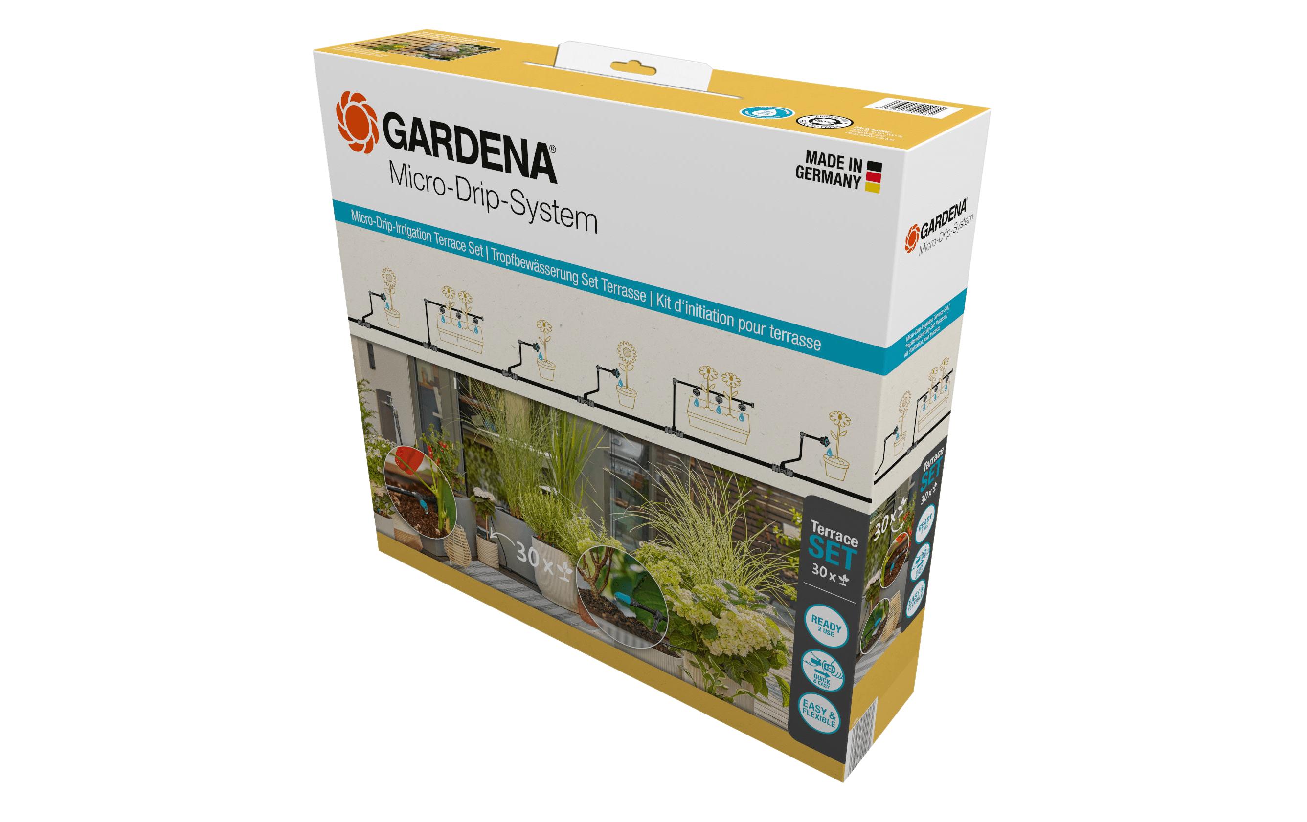 Gardena Micro-Drip-Irrigation Terrace 13400-20 Tropfbewässerungsset für bis zu 30 Pflanzen
