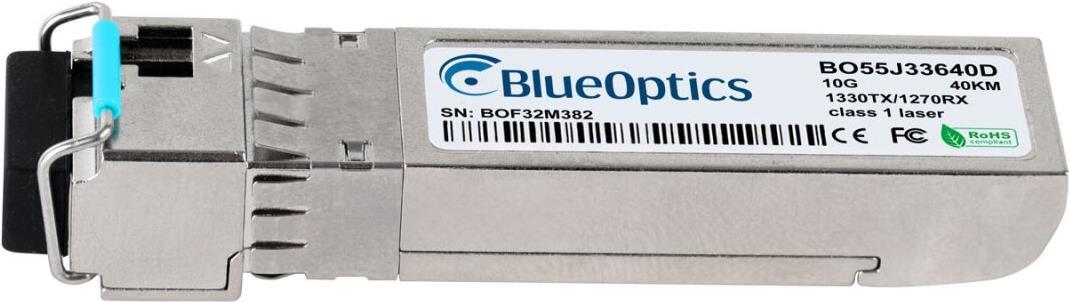 Alcatel-Nokia 3HE10452AB kompatibler BlueOptics© SFP+ Bidi Transceiver für Singlemode 10 Gigabit Highspeed Datenübertragungen in Glasfaser Netzwerken. Unterstützt 10 Gigabit Ethernet, Fibre Channel oder SONET/SDH Anwendungen in Switchen, Routern, Storage (3HE10452AB-BO)