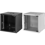 LogiLink 25,40cm (10") Wandverteiler SoHo, montiert, 6 HE, grau (RAL7035), 1,2 mm pulverbeschichter Stahl, Glastür mit - 1 Stück (W66Z30G)