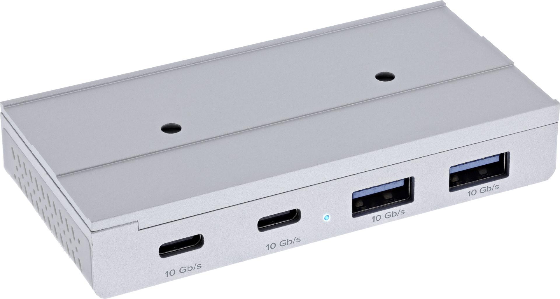 InLine® 4-Port Magnetic USB Hub, 2x USB-C, 2x USB-A, 10Gb/s, Aluminiumgehäuse (35395M)