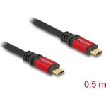 Delock USB 20 Gbps Kabel USB Type-C™ Stecker zu Stecker PD 3.0 100 W E-Marker 0,5 m rot Metall (80651)