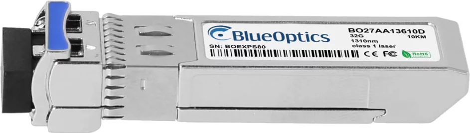 Kompatibler Brocade XBR-000239 BlueOptics© BO27AA13610D SFP28 Transceiver, LC-Duplex, 32GBASE-LW, Singlemode Fiber, 1310nm, 10KM, DDM, 0°C/+70°C (XBR-000239-BO)