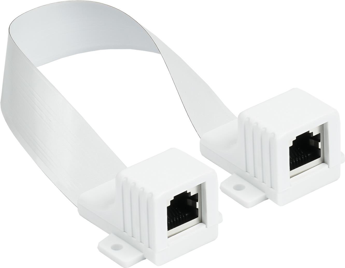 RJ45 Fensterdurchführung High-Quality, weiß, Gesamtlänge inkl. Buchsen 25cm, flexible Länge 18cm, Go (8055-F18QW)