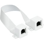 RJ45 Fensterdurchführung High-Quality, weiß, Gesamtlänge inkl. Buchsen 25cm, flexible Länge 18cm, Go (8055-F18QW)