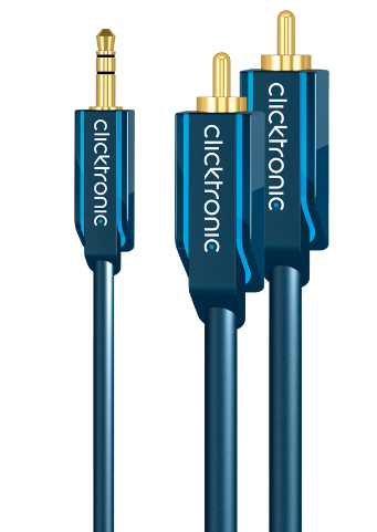 ClickTronic Casual Series MP3 Adapterkabel 3,5 mm Klinke auf 2x Cinch 2 m Blau