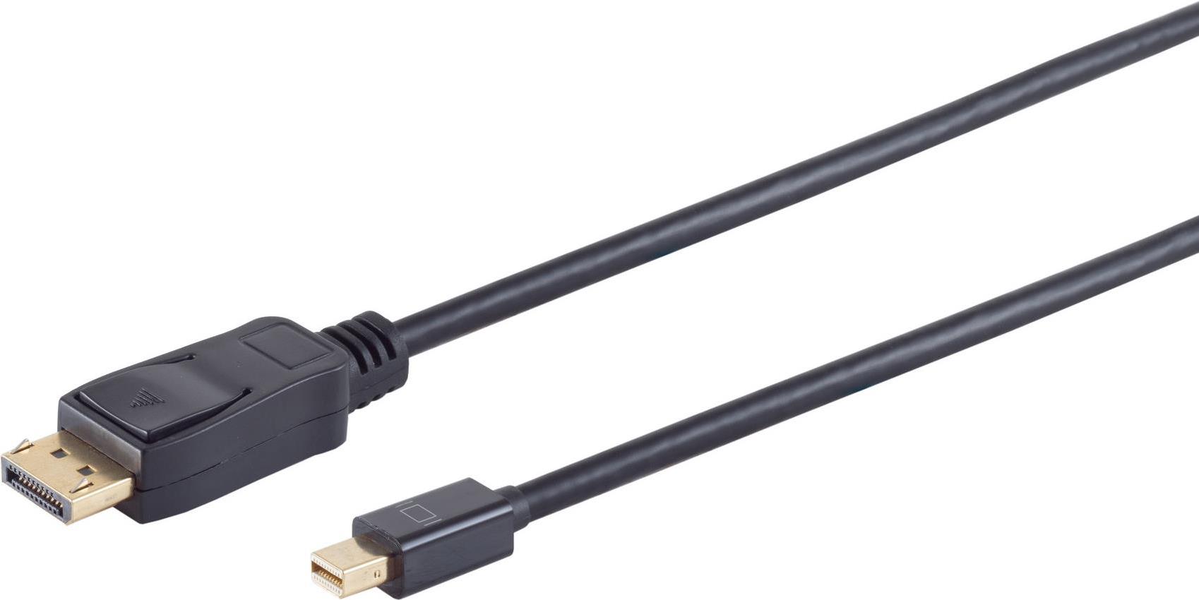 S/CONN maximum connectivity Displayportkabel-Mini Displayport Stecker auf Displayport Stecker 1.2, 4K2K, schwarz 1m (10-52025)