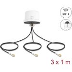 Delock 4G MIMO Dualband WiFi 6 Antenne 2 x SMA+ 1 RP-SMA Stecker ULA100 1 m (81472)