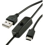 Renkforce Strom-Kabel Raspberry Pi [1x USB 2.0 Stecker A - 1x USB-C™ Stecker] 1.00 m Schwarz inkl. Ein/Aus-Schalter (RF-4495298)