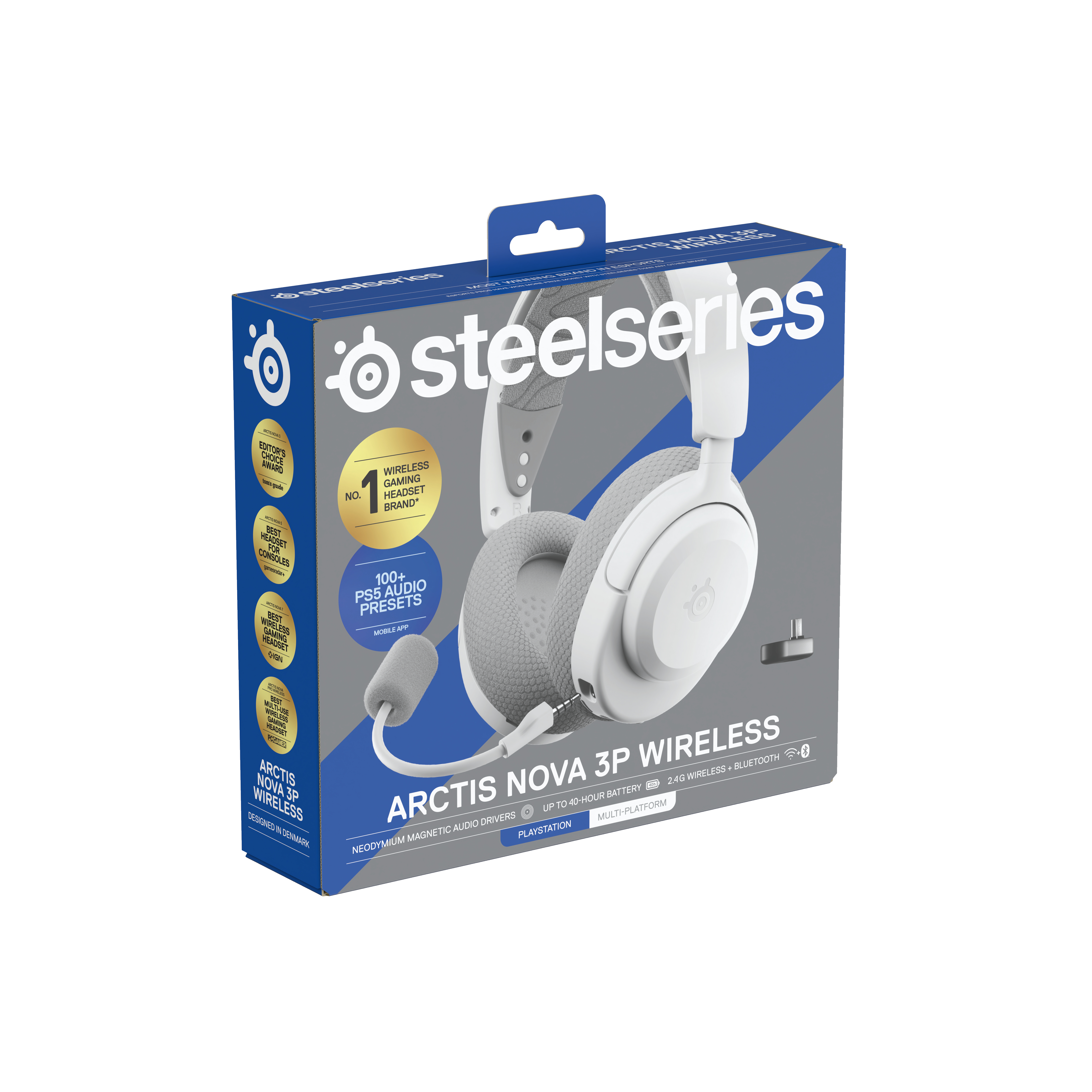SteelSeries Arctis Nova 3P Wireless Headset für PlayStation, Stereo, USB-C, Weiß