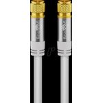 Goobay SAT Antennenkabel (135 dB typ), 4x geschirmt, 5 m, Weiß - vergoldet, F-Stecker > F-Stecker (70644)