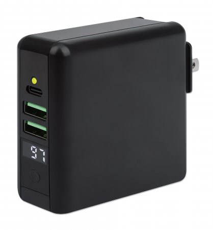 Manhattan 4-in-1 Reiseladegerät und Powerbank 8000 mAh Schwarz