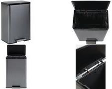 Rubbermaid Tret-Abfalleimer Elite, 45 Liter aus Edelstahl, mit Edelstahl-Fußpedal, rechteckig, - 1 Stück (2112520)