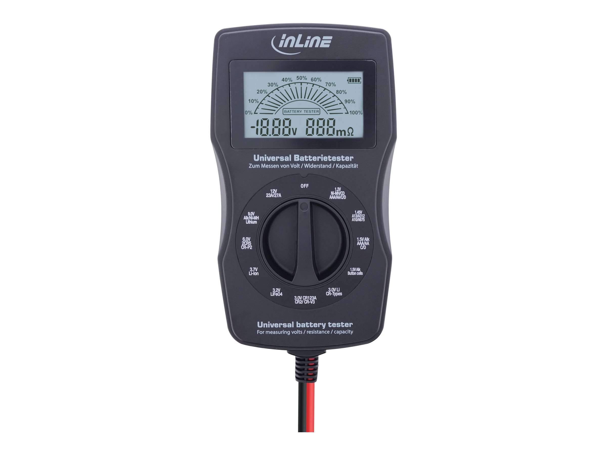 InLine Multifunktions-Batterietester mit LCD-Anzeige 01285T Schwarz