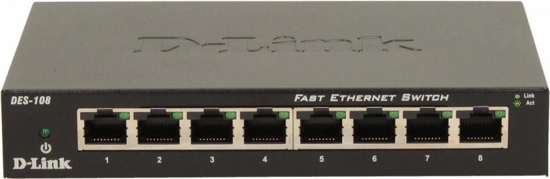 D-Link DES-108 Fast Ethernet Switch 8 Ports Schwarz
