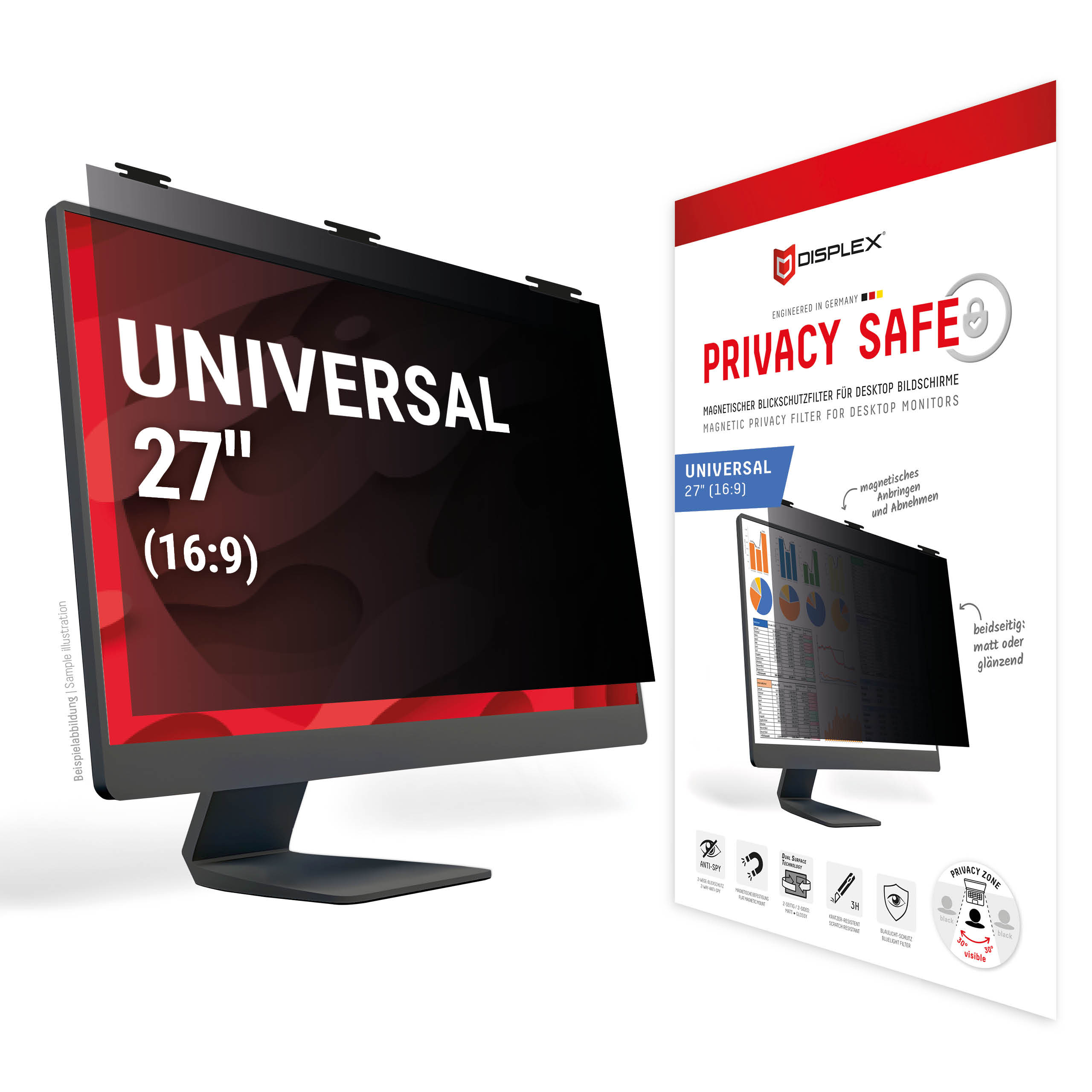 E.V.I. Displex Privacy Safe Desktop Uni Blickschutzfilter 27" 16:9 Magnetisch